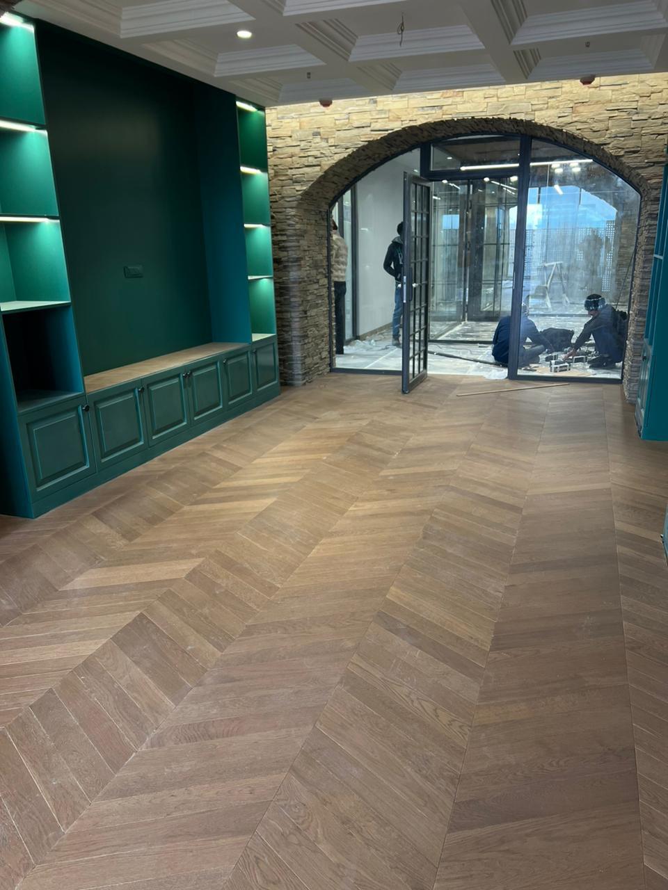 Sage Panelled Room with Herringbone, Kanpur